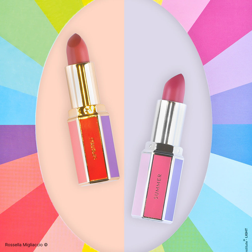 Packaging dei rossetti per stagioni armocromatiche Spring e Summer del Light Duo di Rossella Migliaccio