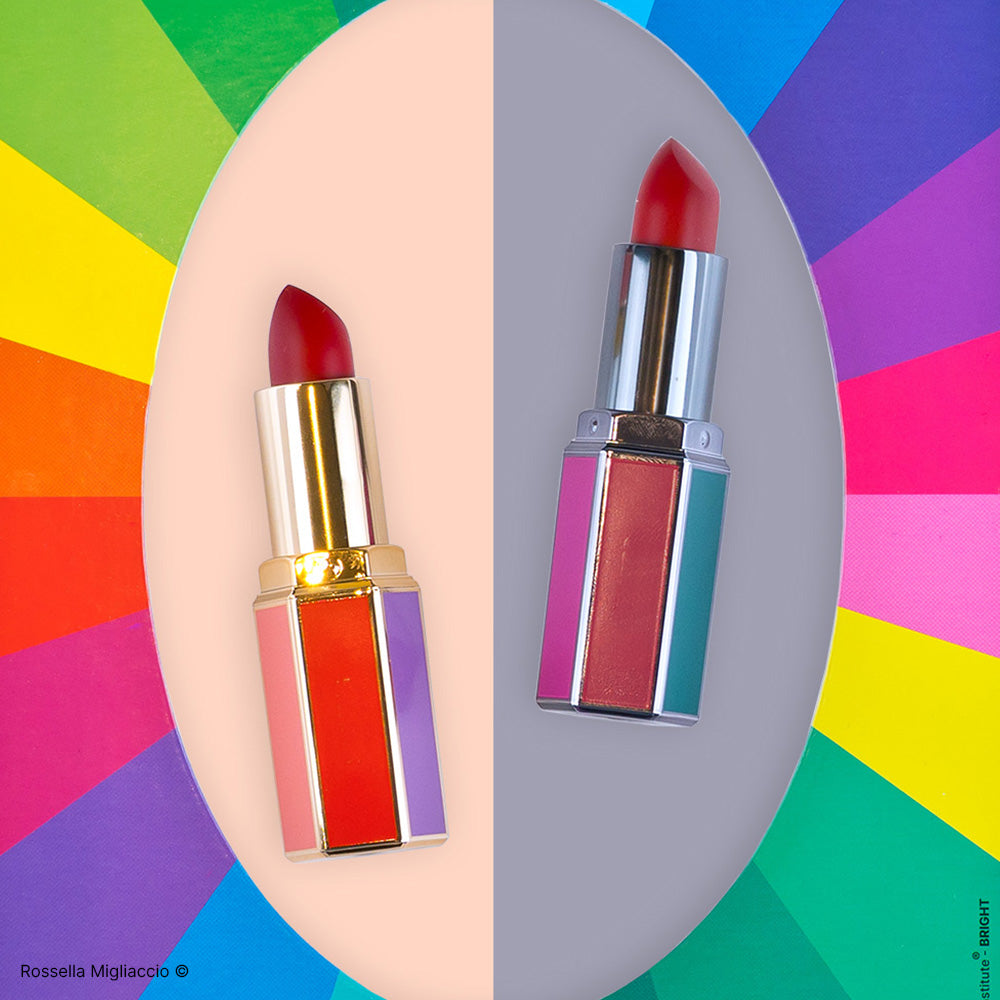 Packaging dei rossetti Bright Duo di Rossella Migliaccio.