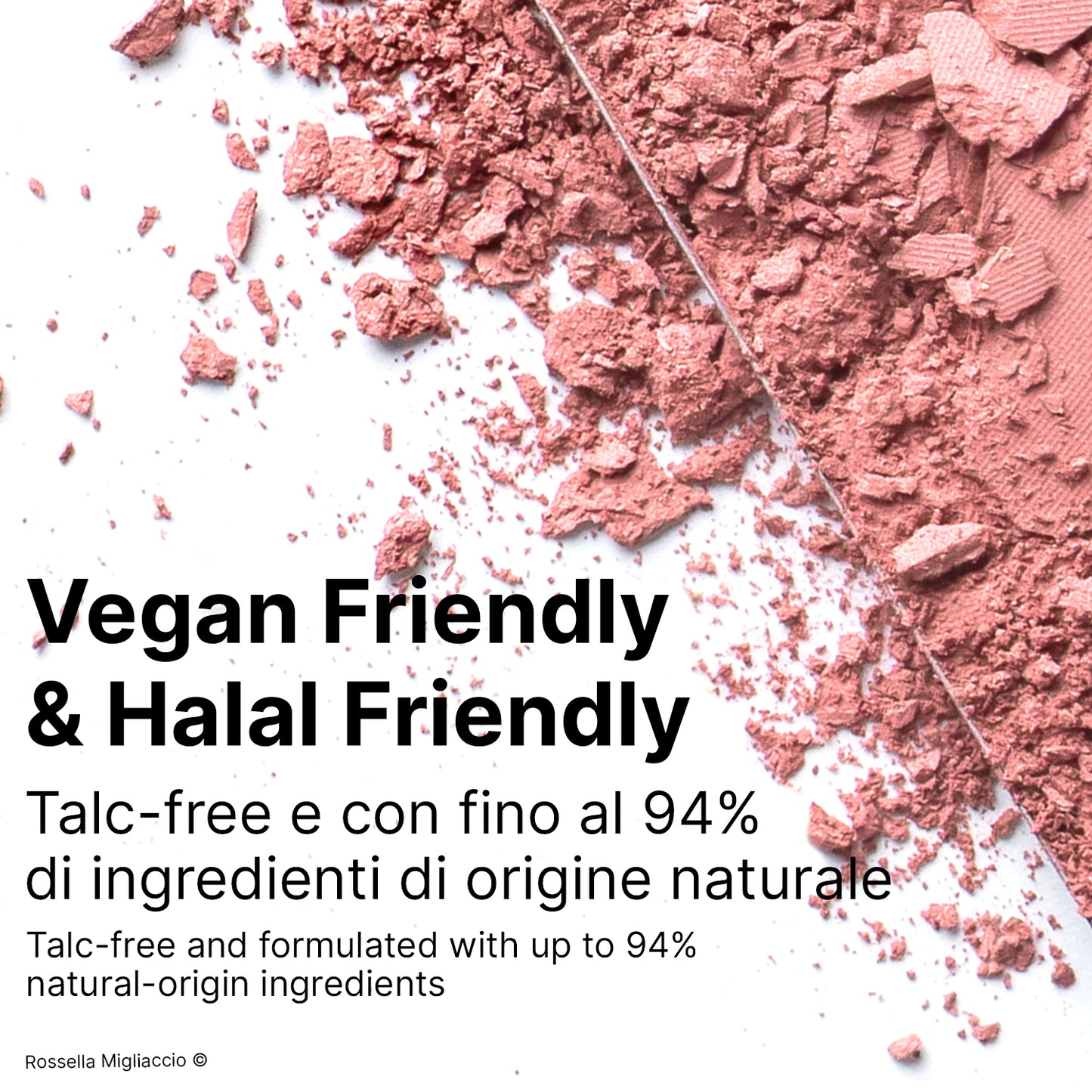 Infografica su Spring 01, il blush rosa chiaro per la palette primavera di Rossella Migliaccio, vegan e halal friendly.