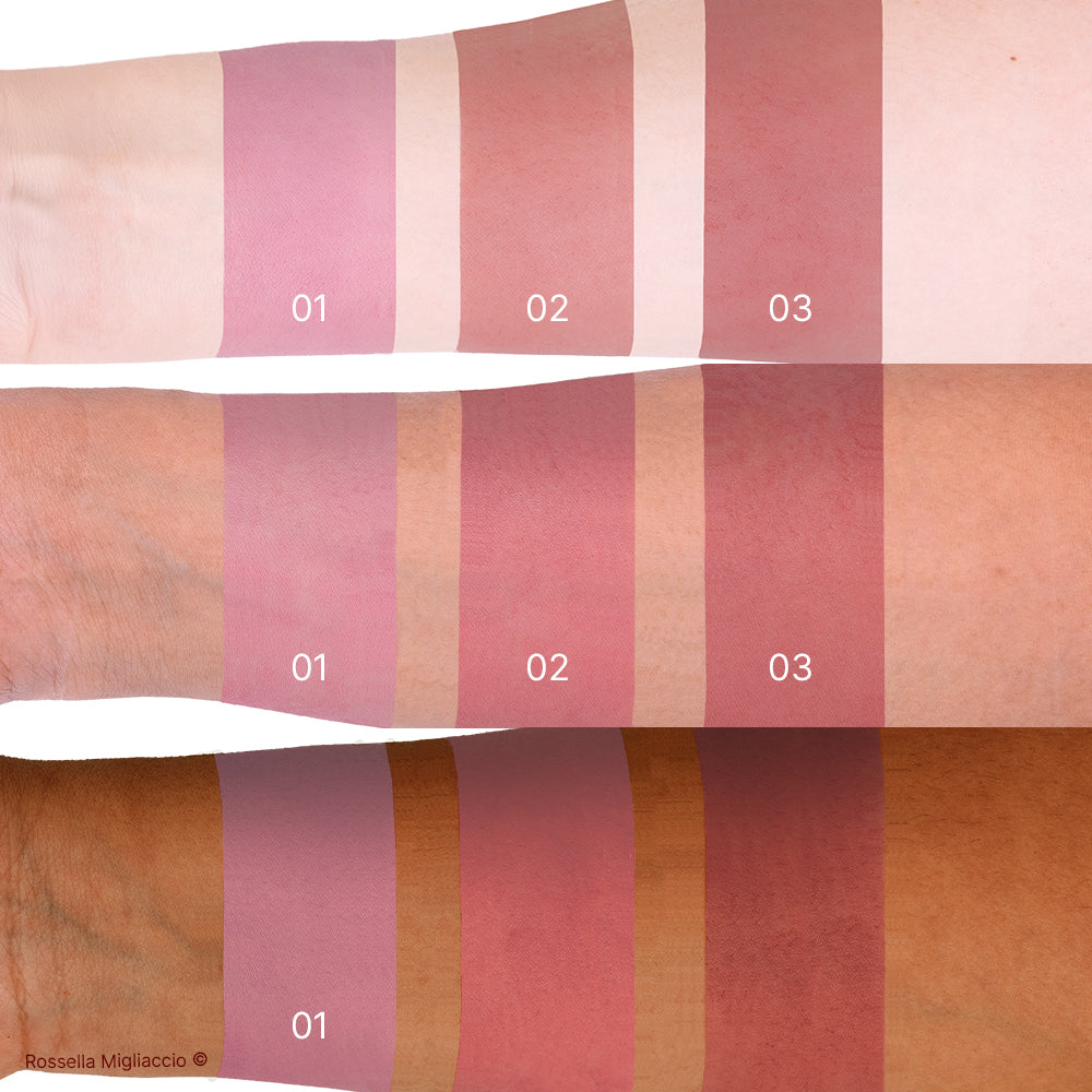 Swatch di Winter 02, il blush rosa brillante per la palette primavera di Rossella Migliaccio.